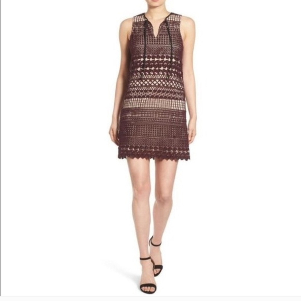 Chelsea28 Women's Burgundy Crochet Dress Size M
